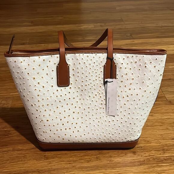 Dooney & Bourke Ostrich White Large Tote - Picture 8 of 9